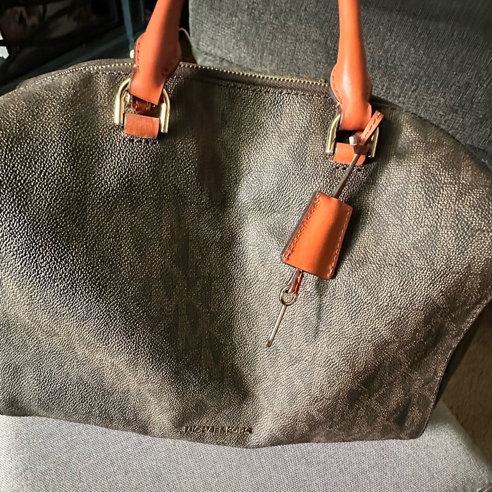 Michael Kors Textured Brown Satchel